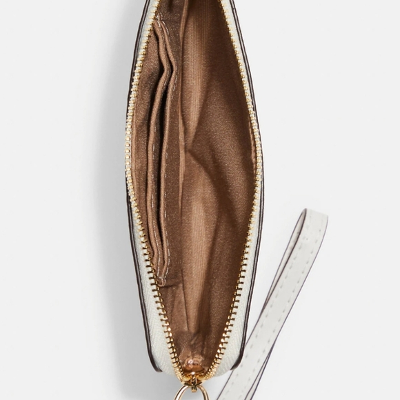 Coach Corner Zip Wristlet With Swan Print - Picture 2 of 4